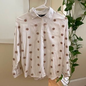 Furry polka dot long sleeve shirt